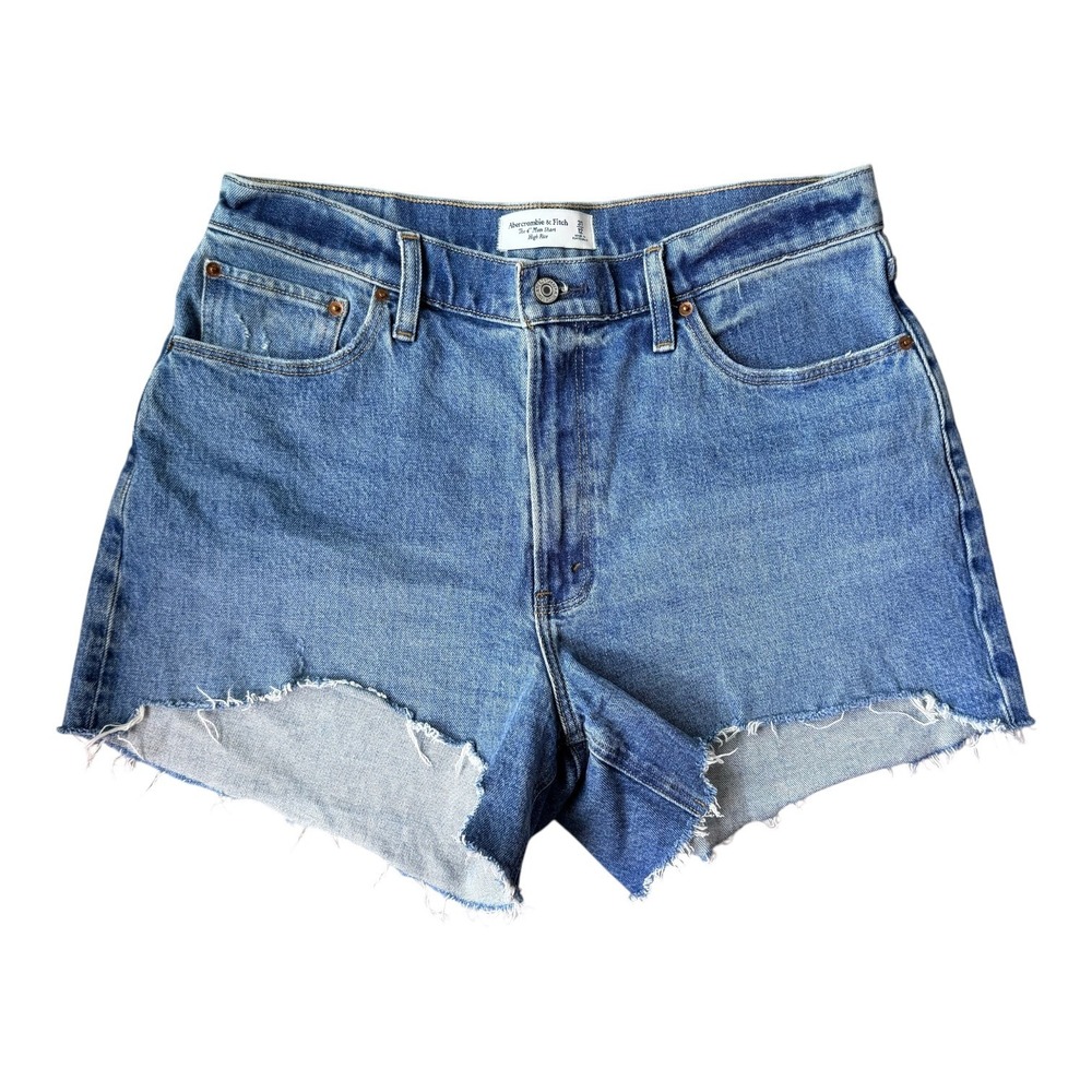 Abercrombie & Fitch Curve Love 4" Mom Shorts High Rise Denim Festival Shorts 12 - Picture 2 of 4